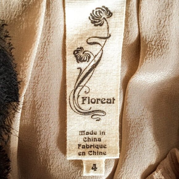 Anthropologie Floreat Beige Ruffle Collar Silk Sleeveless Top - Picture 4 of 6